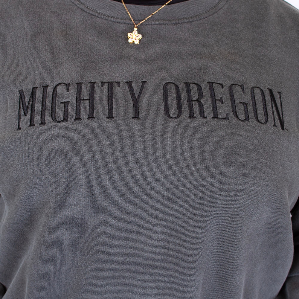 Mighty Oregon, Blue 84, Black, Pullover, Cotton Blend, Men, Unisex, Tonal, Sweatshirt, 934628